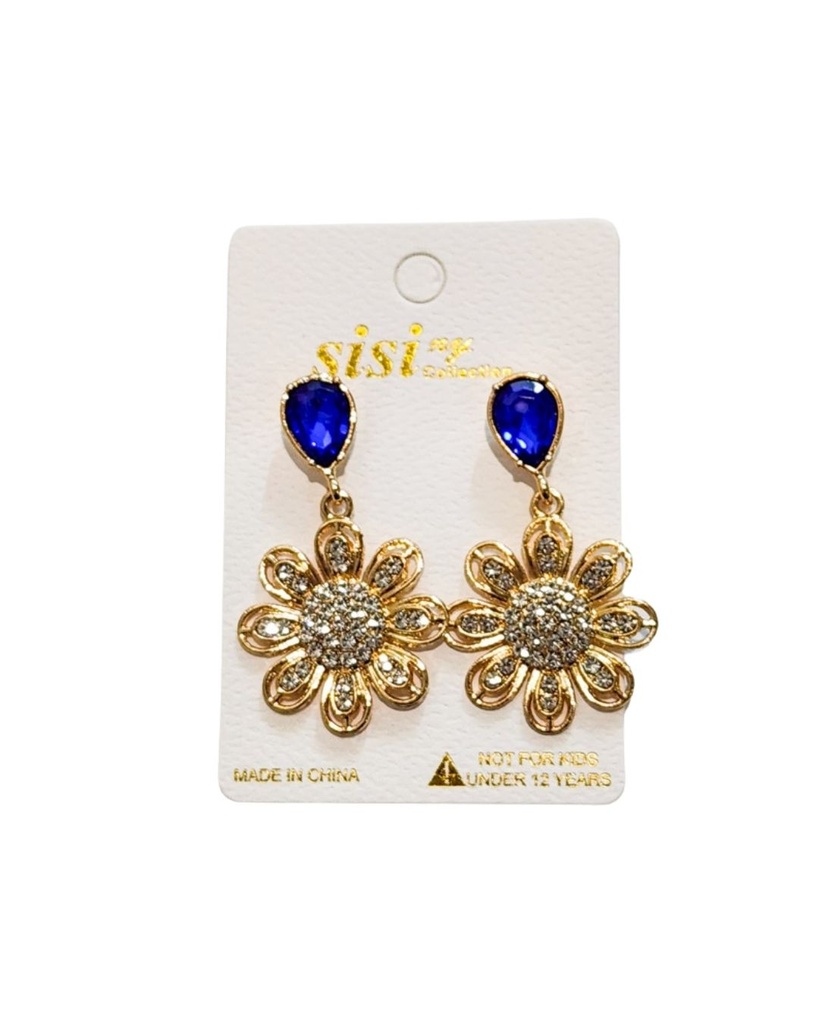 ZARCILLOS STRASS FLOR PIEDRA COLORES