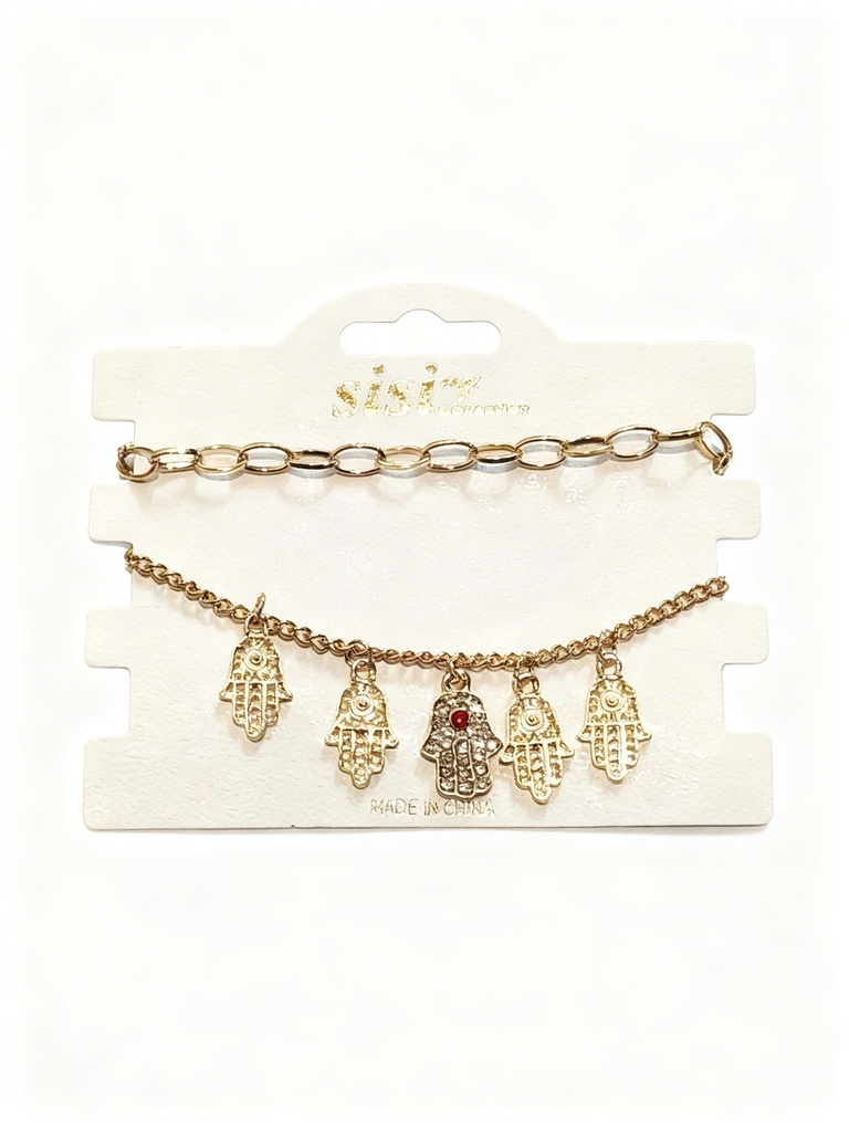 PULSERAS CADENAS VARIADAS SET DE 2