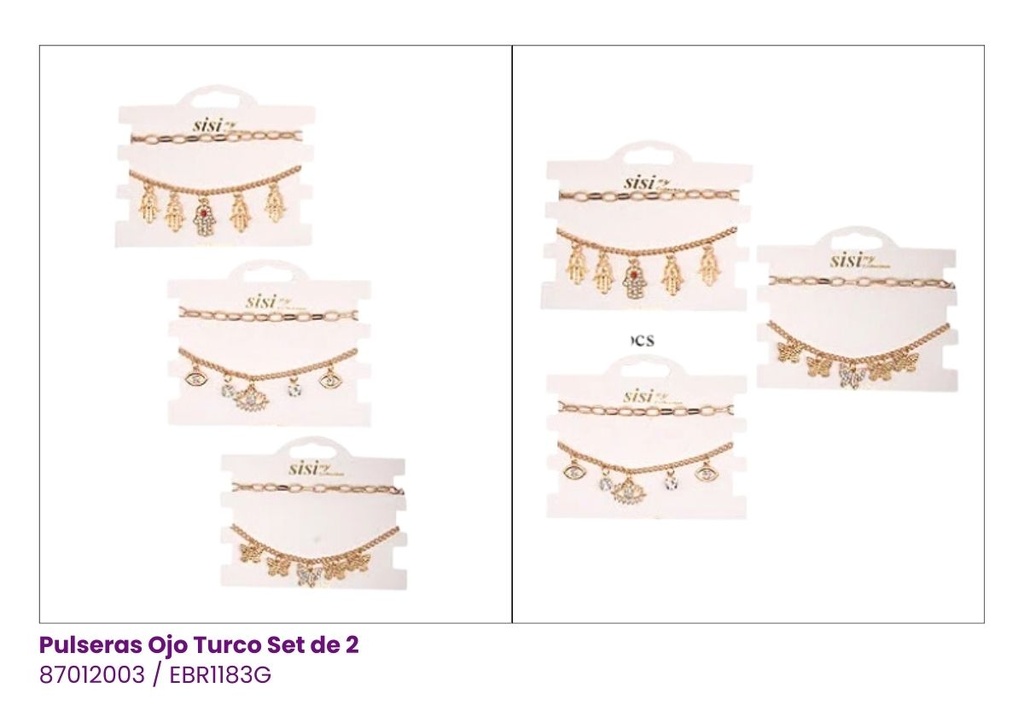 PULSERAS CADENAS VARIADAS SET DE 2