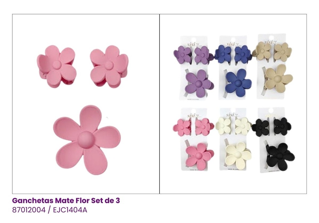 GANCHETAS MINI FLOR SET DE 3