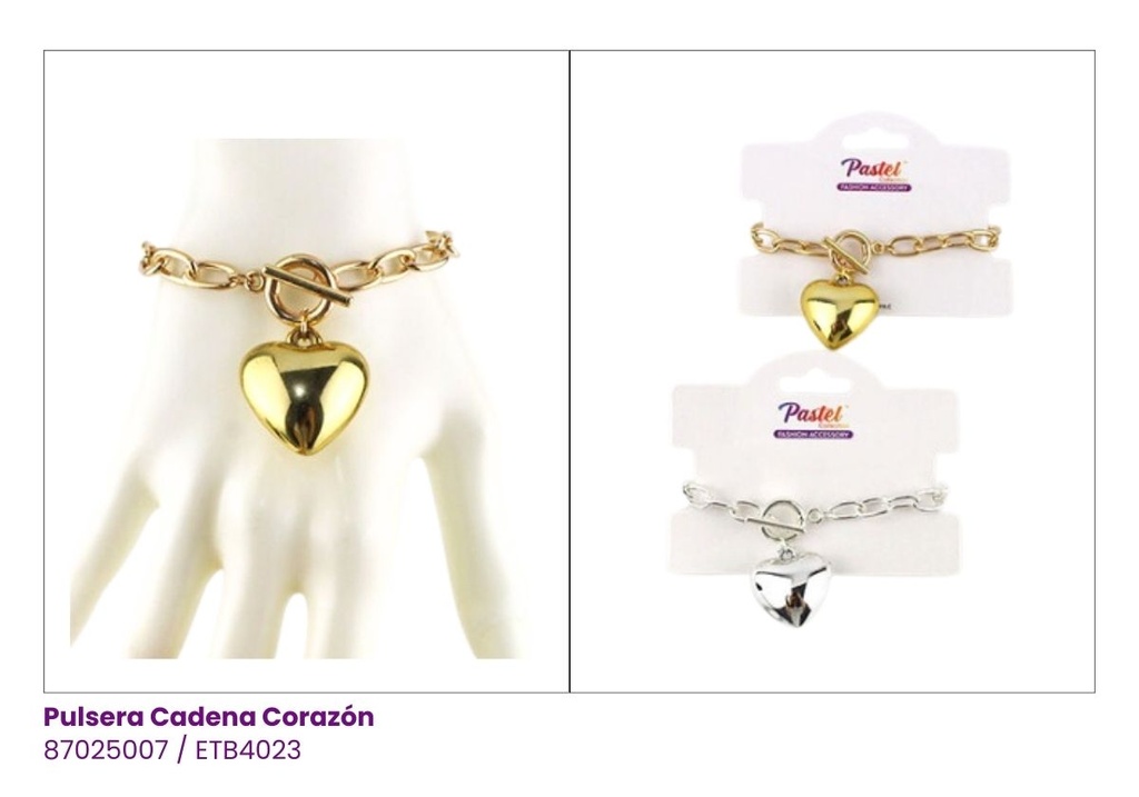 PULSERAS CADENA CORAZON GRANDE