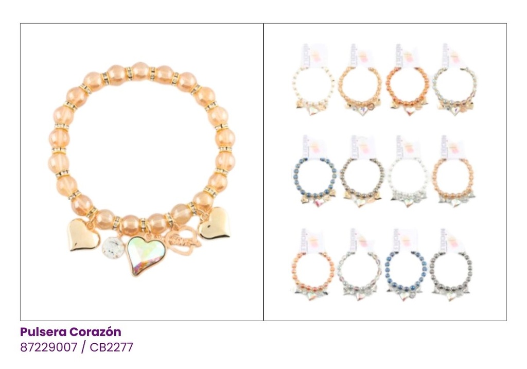 PULSERAS PIEDRAS CORAZON