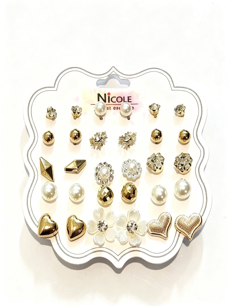 ZARCILLOS TOPITOS SET DE 15 PARES