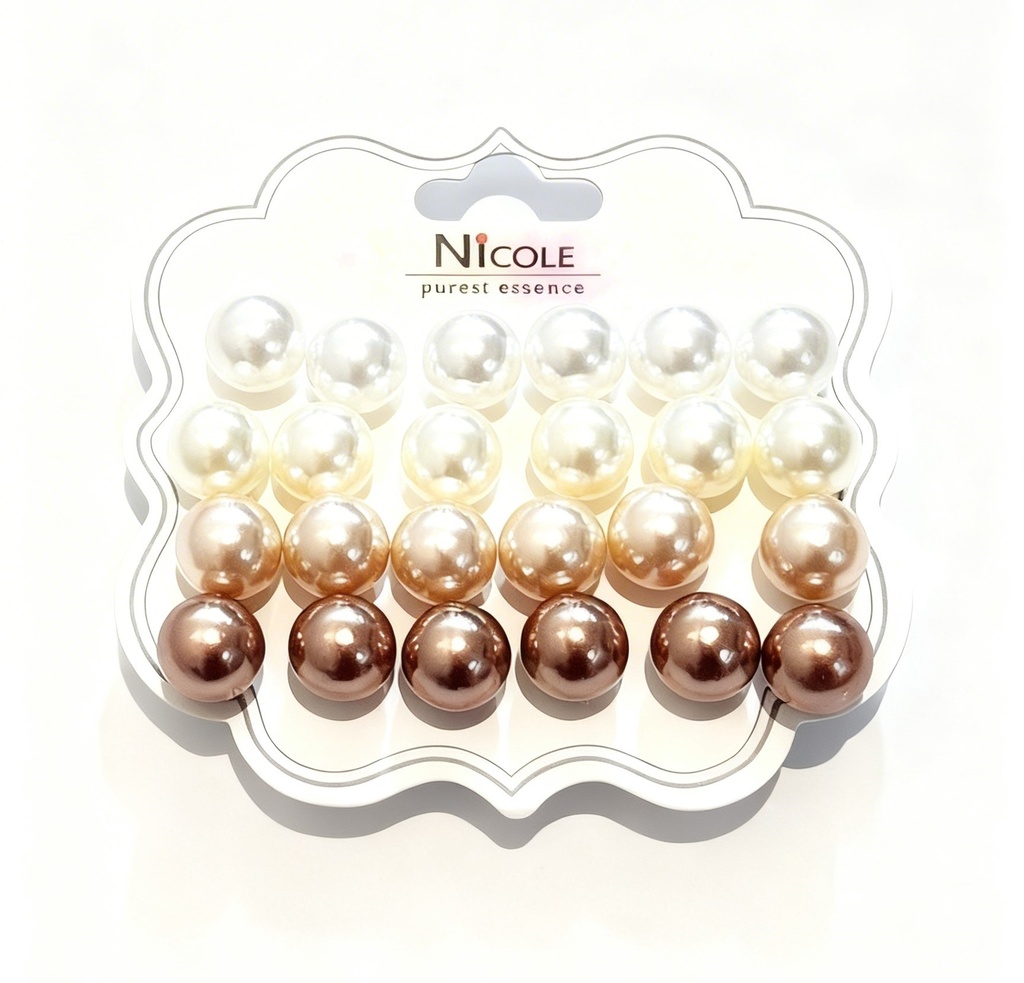 ZARCILLOS TOPITOS PERLAS SATINADAS SET DE 12