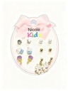 ZARCILLOS TOPITOS NIÑA SET DE 6 UNICORNIO