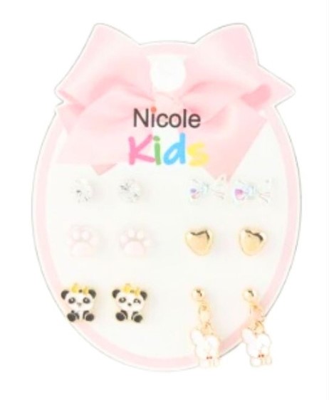 ZARCILLOS TOPITOS NIÑA SET DE 6 PANDA