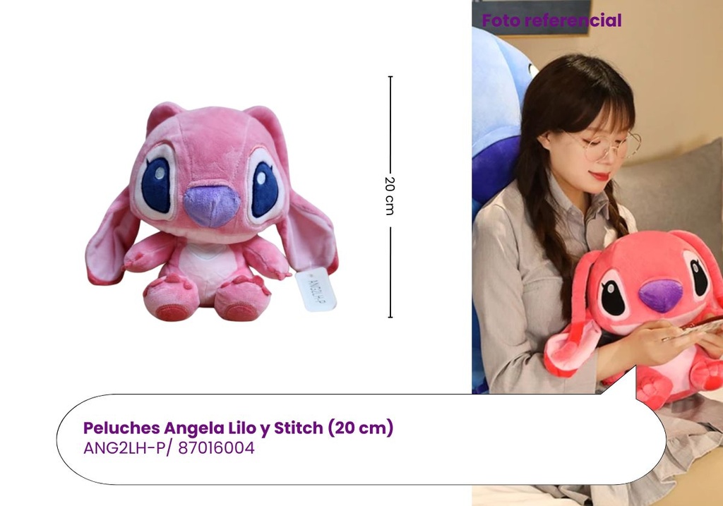 PELUCHES ANGELA LILO Y STITCH PEQUEÑO (20 CM)