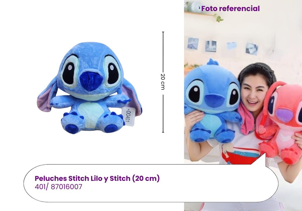 PELUCHES STITCH LILO Y STITCH PEQUEÑO (20 CM)