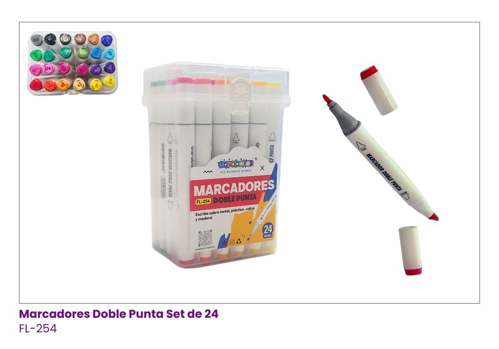 MARCADORES DOBLE PUNTA SET DE 24