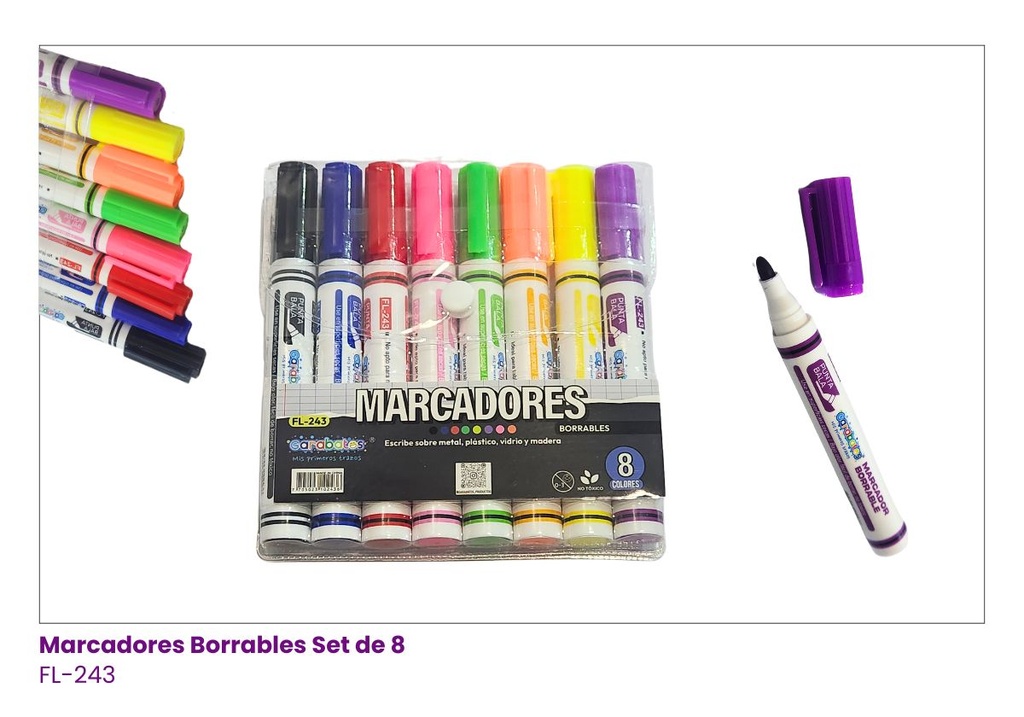 MARCADORES BORRABLES SET DE 8