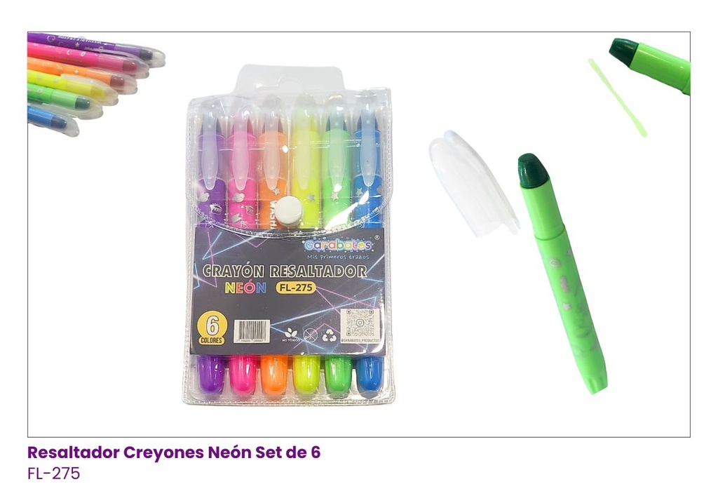 RESALTADORES CREYONES NEON SET DE 6