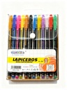 BOLIGRAFOS LAPICEROS NEON CON ESCARCHA SET DE 12