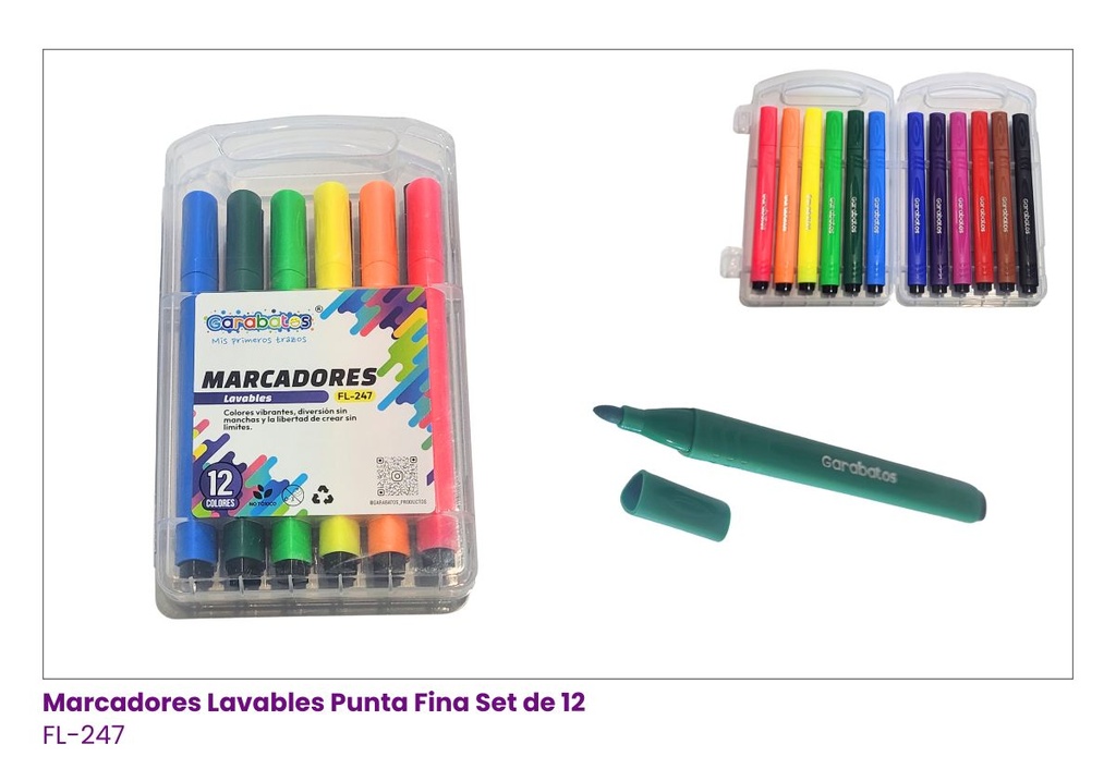 MARCADORES LAVABLES SET DE 12