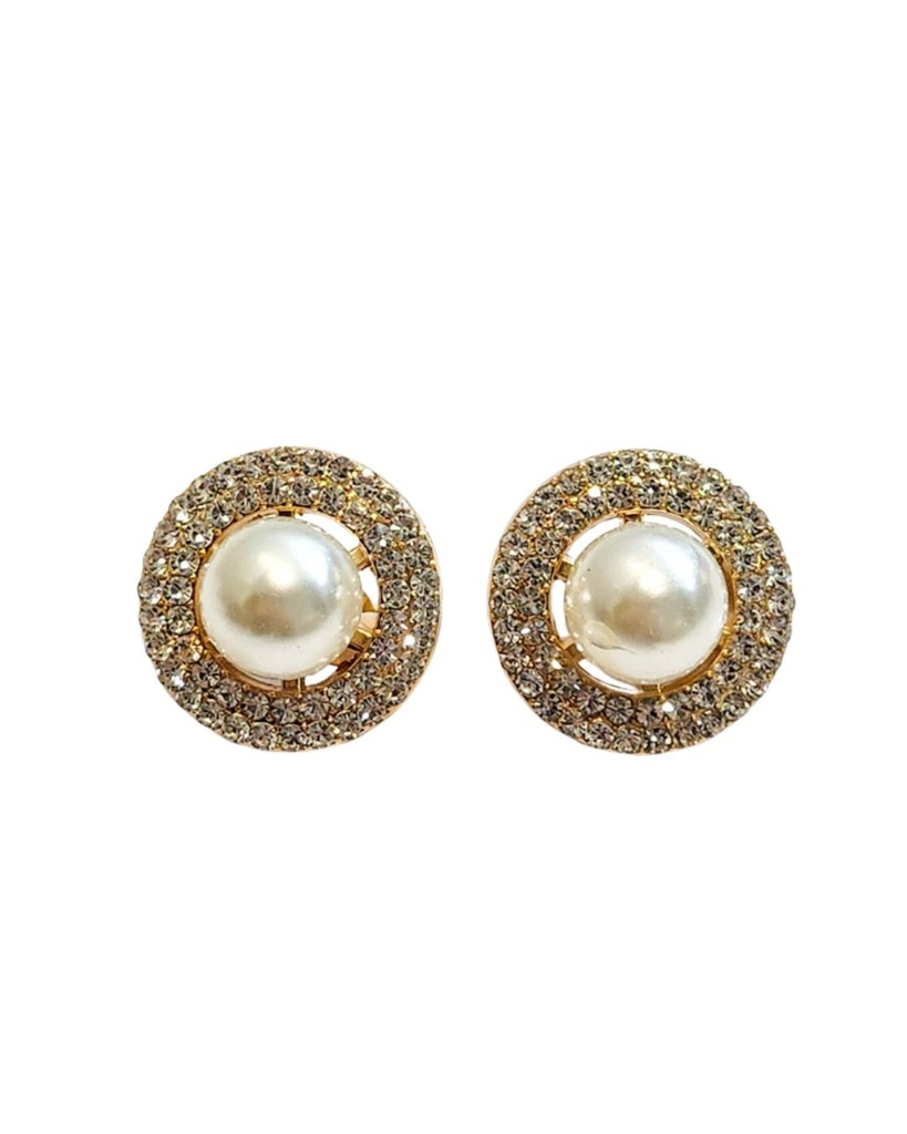 ZARCILLOS A PRESION CLIP STRASS PERLA