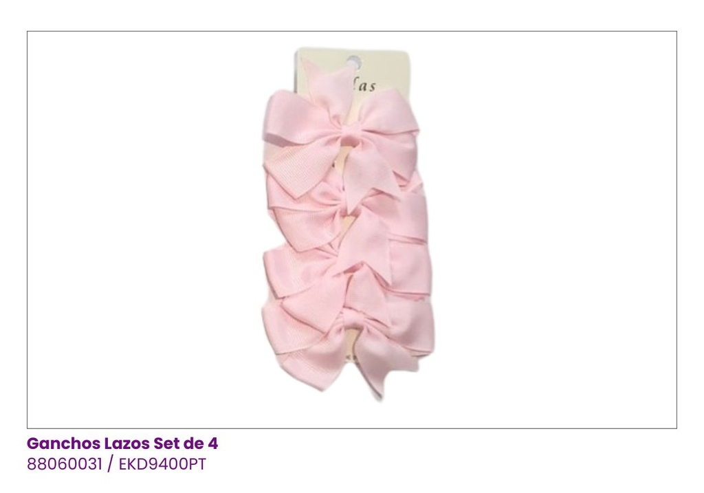GANCHOS LAZOS NIÑA SET DE 4