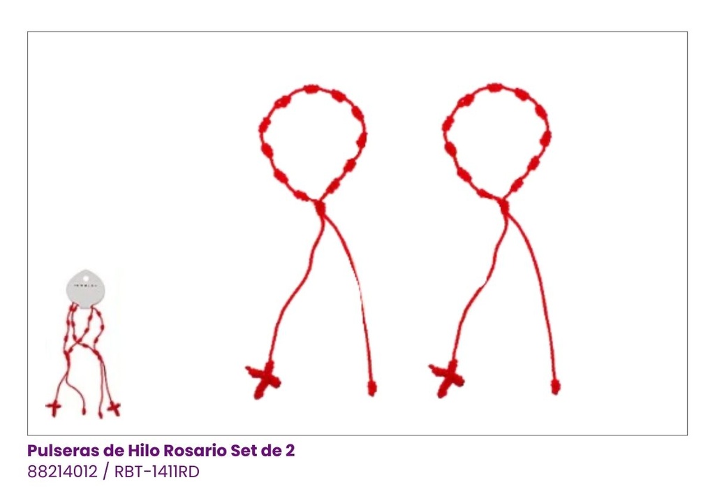 PULSERAS HILO ROSARIO ROJO