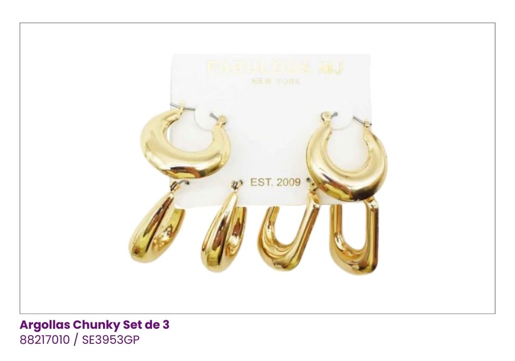 ARGOLLAS SET PEQUEÑAS CHUNKY DE 3