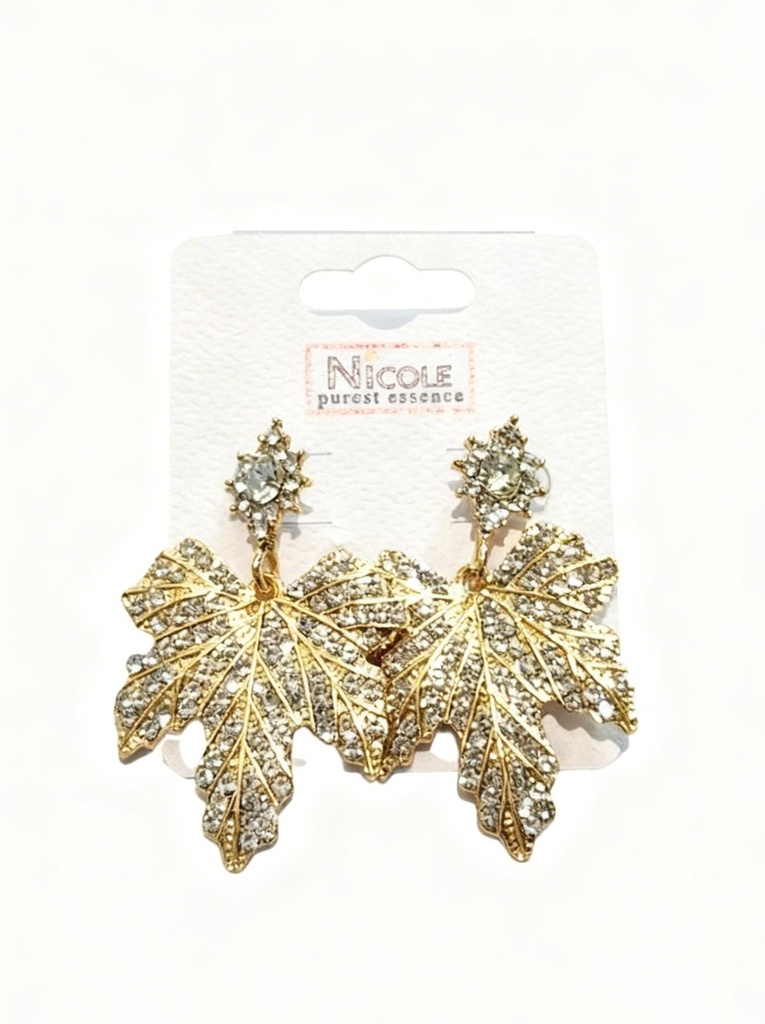 ZARCILLOS CHUNKY HOJAS STRASS (5.30 CM)