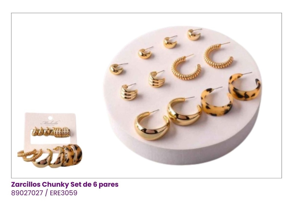 ARGOLLAS SET PEQUEÑAS DE 6 ANIMAL PRINT