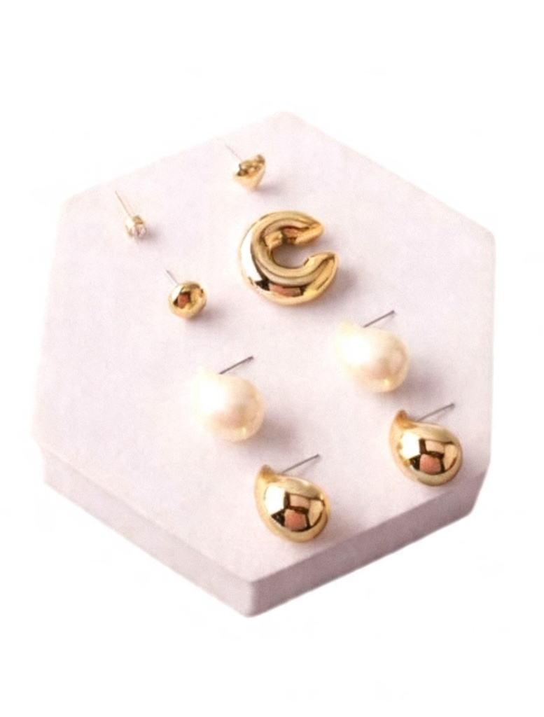 ZARCILLOS GOTAS Y EAR CUFF SET DE 2