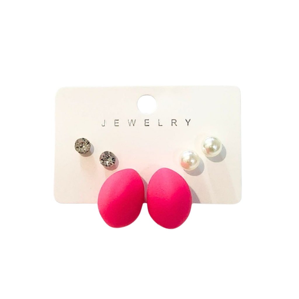 ZARCILLOS GOTAS CHUNKY MATE SET DE 3