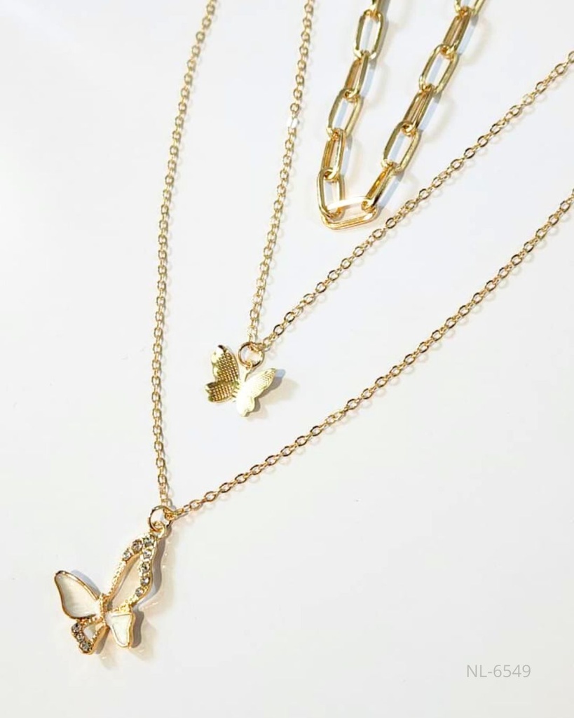 COLLARES CADENAS SET DE 3 MARIPOSA