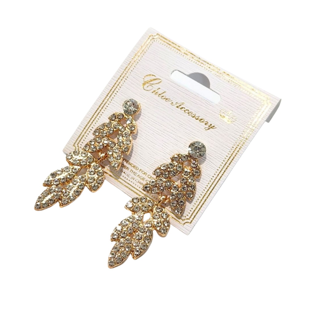 ZARCILLOS LARGO PIEDRA HOJA