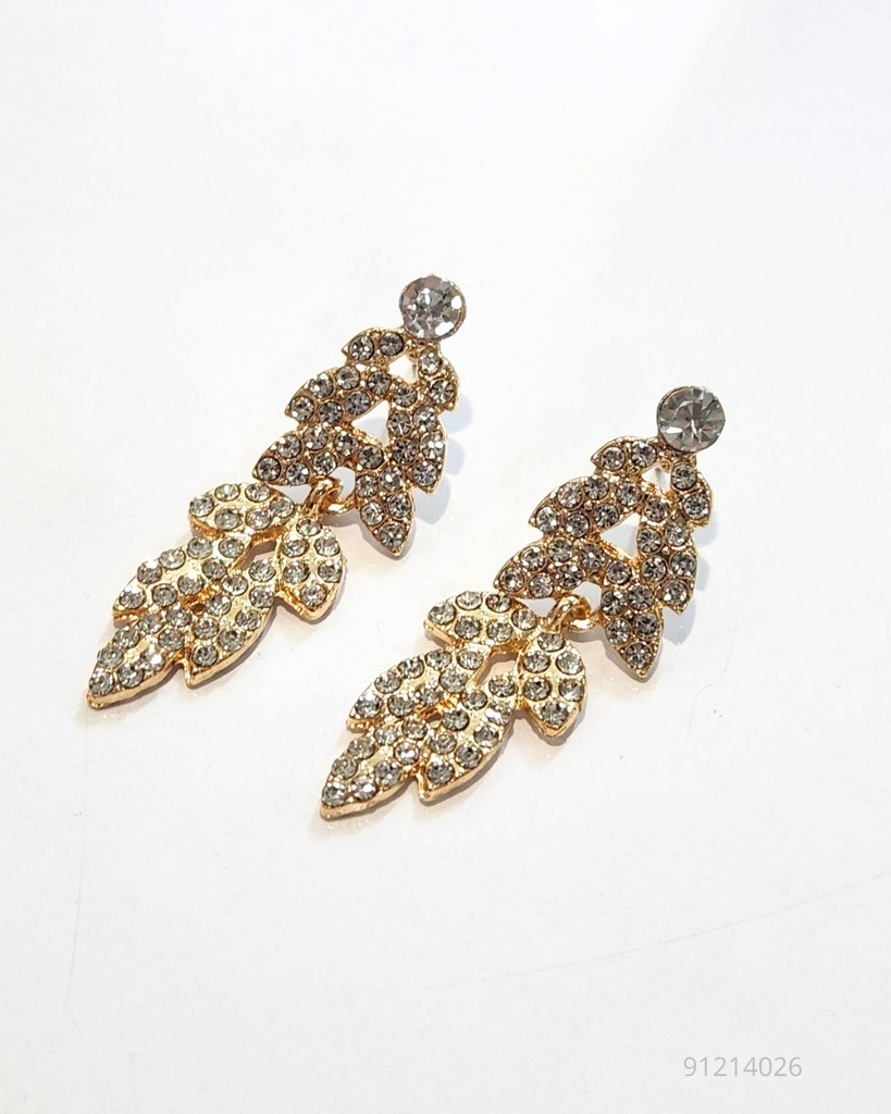 ZARCILLOS LARGO PIEDRA HOJA