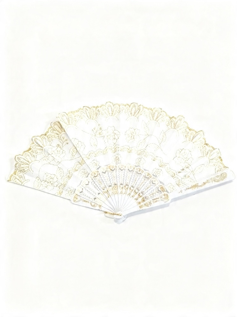 ABANICOS BLANCO CON DORADO