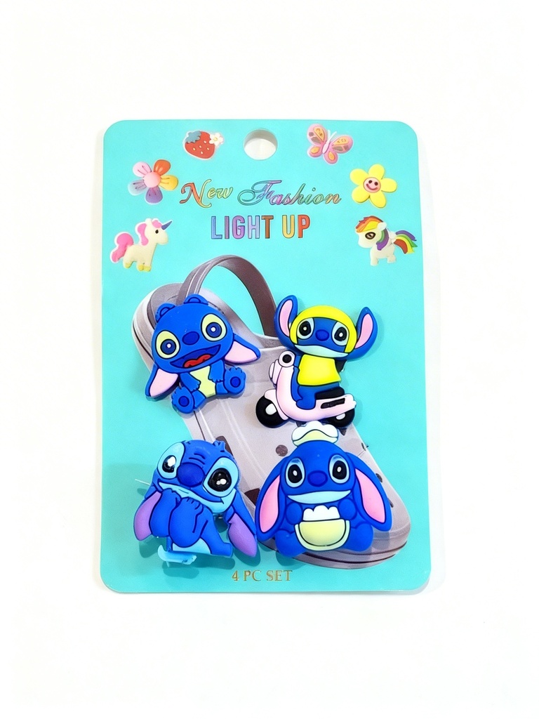 BOTONES PIN CROCS CON LUCES STITCH