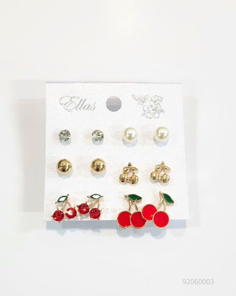 ZARCILLOS TOPITOS CEREZA SET DE 6