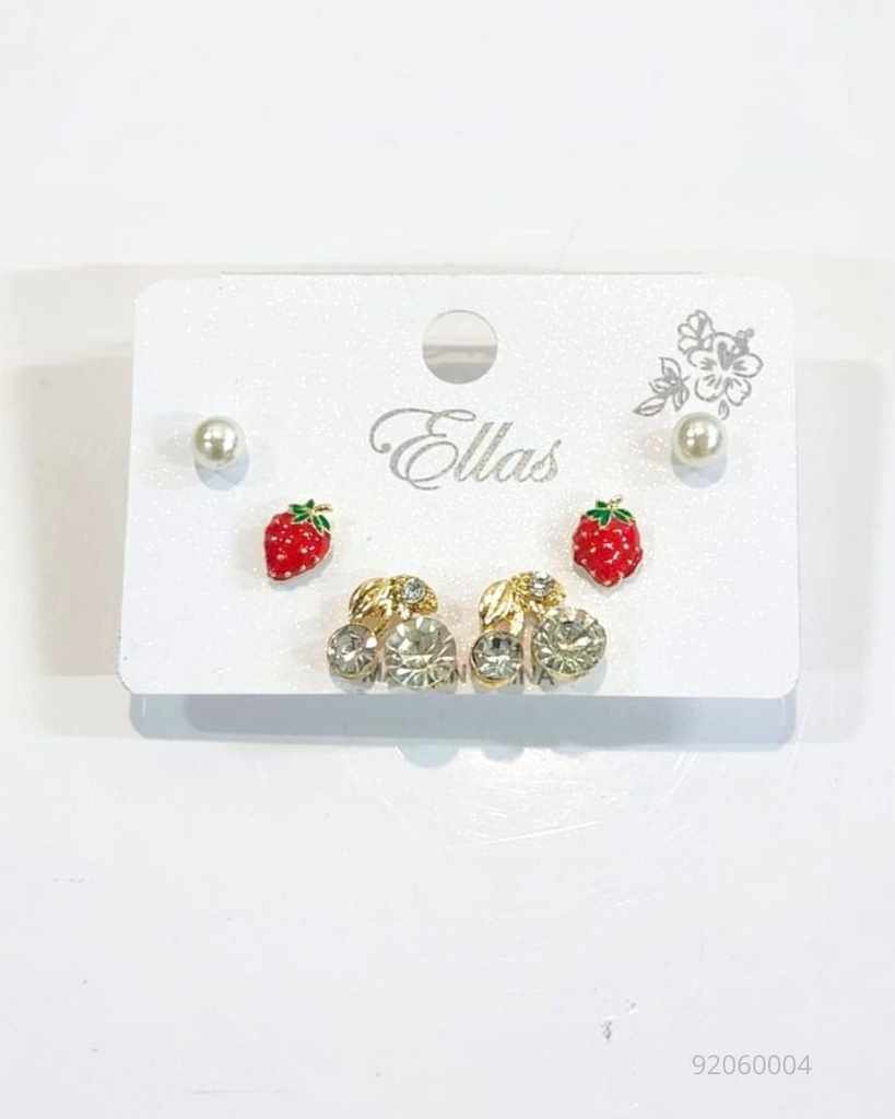 ZARCILLOS TOPITOS CEREZA SET DE 3