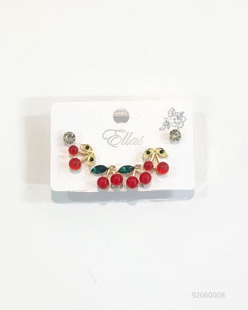 ZARCILLOS TOPITOS CEREZA SET DE 3