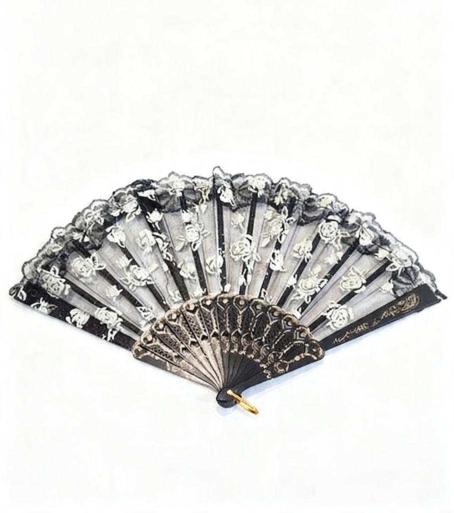 ABANICOS ENCAJE ROSAS