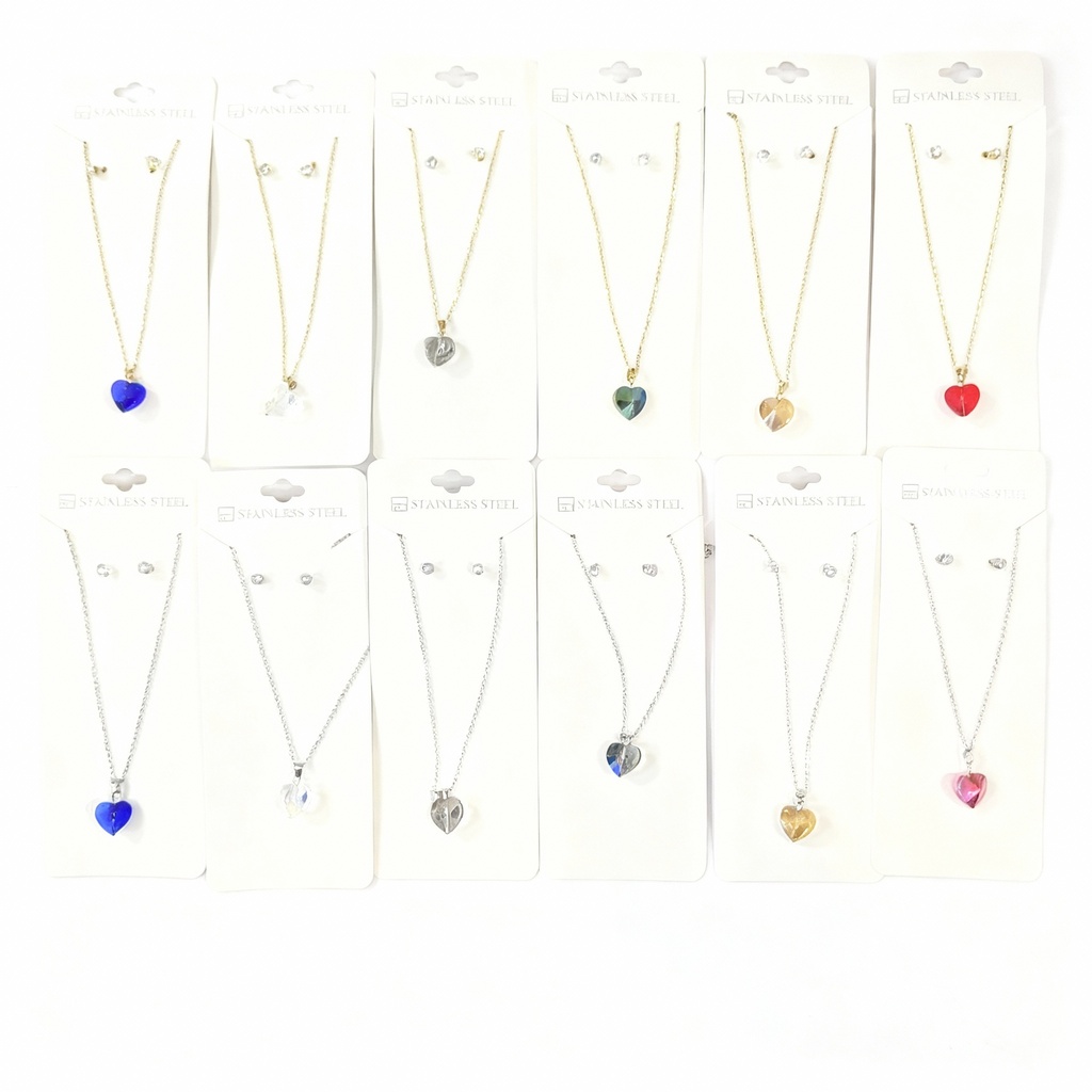 COLLAR ACERO CORAZON CRISTAL