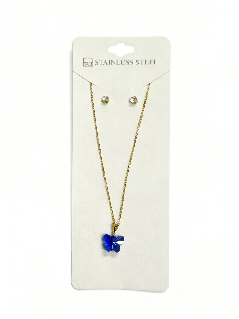 COLLAR ACERO MARIPOSA CRISTAL