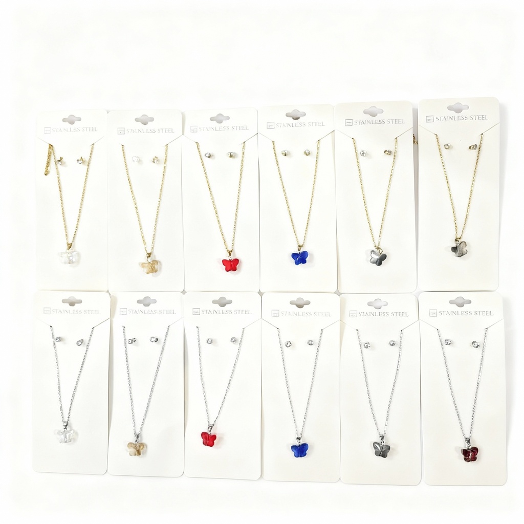 COLLAR ACERO MARIPOSA CRISTAL