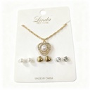 COLLAR Y TOPITOS CORAZON PERLA