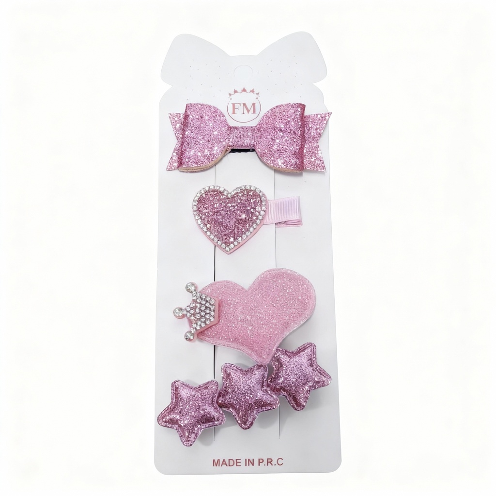 GANCHOS ESCARCHADO ROSADO X4