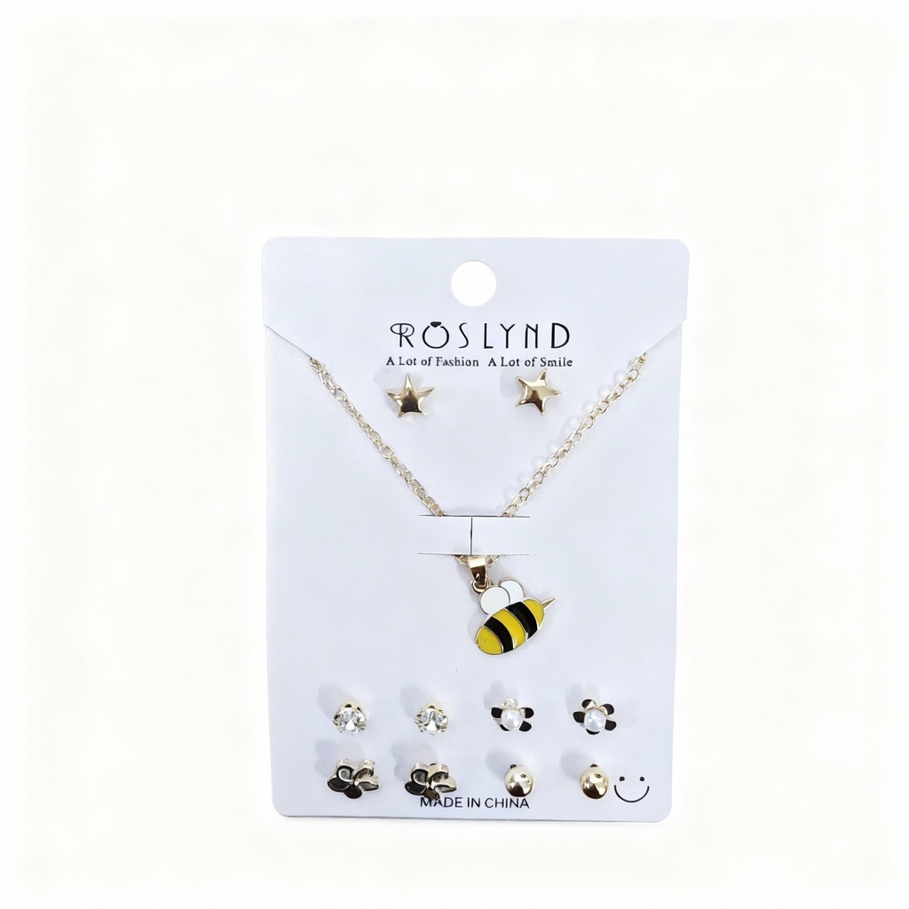 SET COLLAR Y TOPITOS NIÑA ABEJA