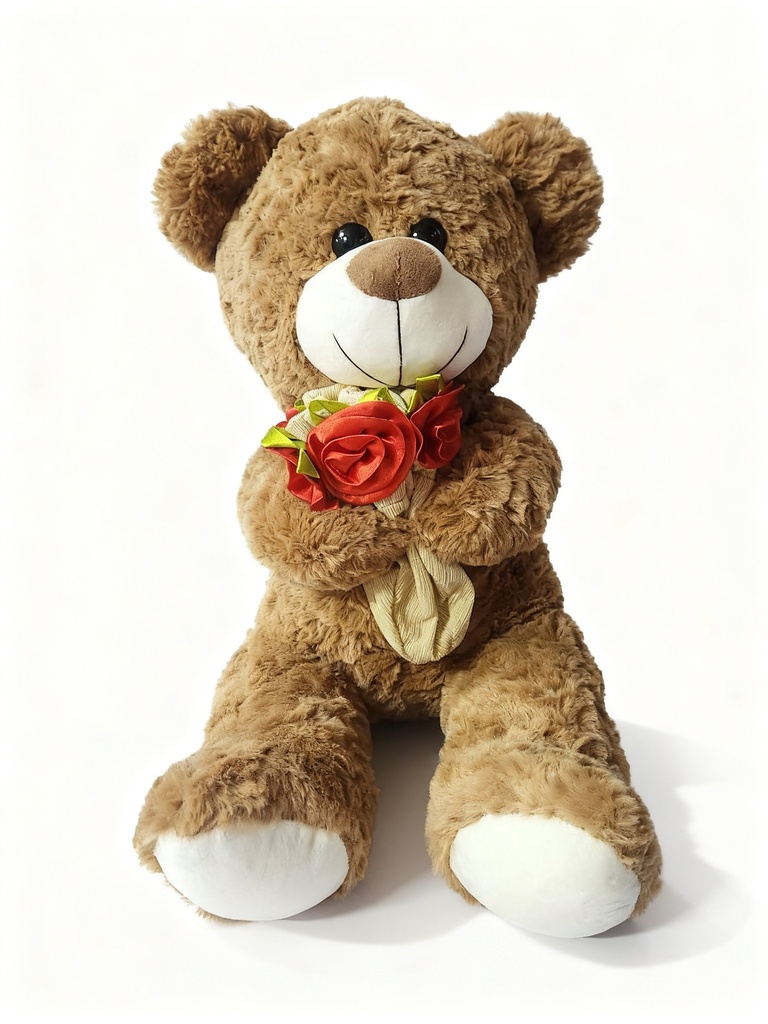 PELUCHE OSO MARRON ROSAS