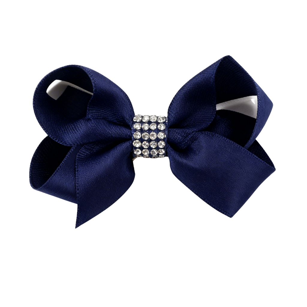 SET GANCHO LAZO  AZUL MARINO CON BRILLO X4