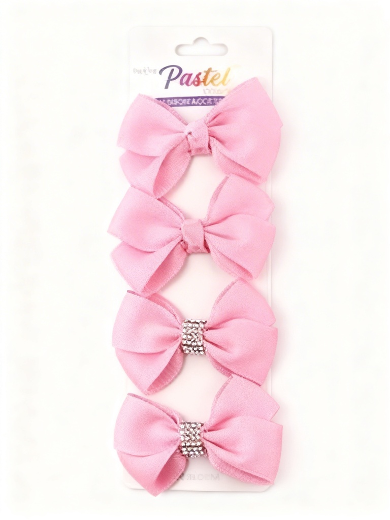 SET GANCHO LAZO COLOR ROSADO CON BRILLO X4