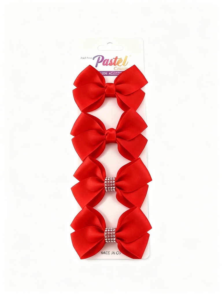 SET GANCHO LAZO ROJO CON BRILLO X4