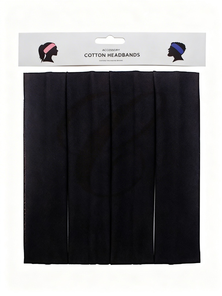 BANDANA 9CM NEGRA LISA X4