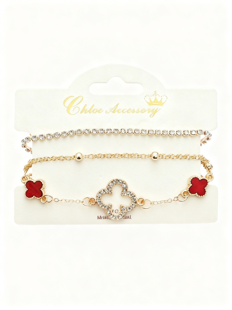 PULSERA CADENA TREBOL X3