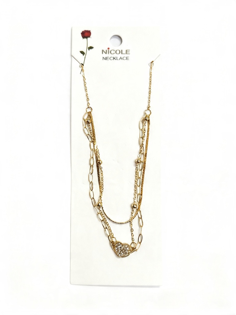 COLLAR CADENA CORAZON X3