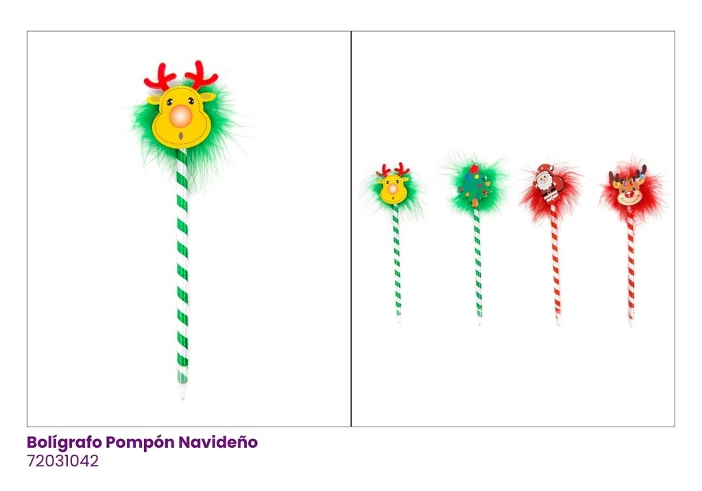 [72031042] BOLIGRAFO POMPON NAVIDEÑO