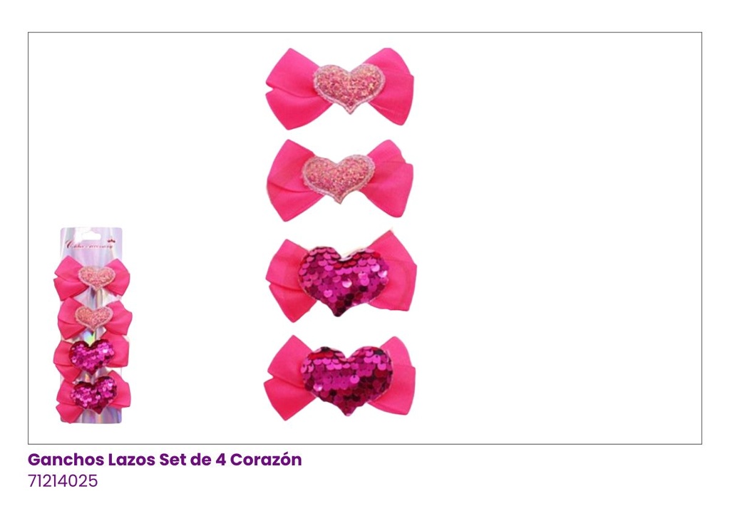 GANCHOS LAZO SET DE 4 CORAZON 