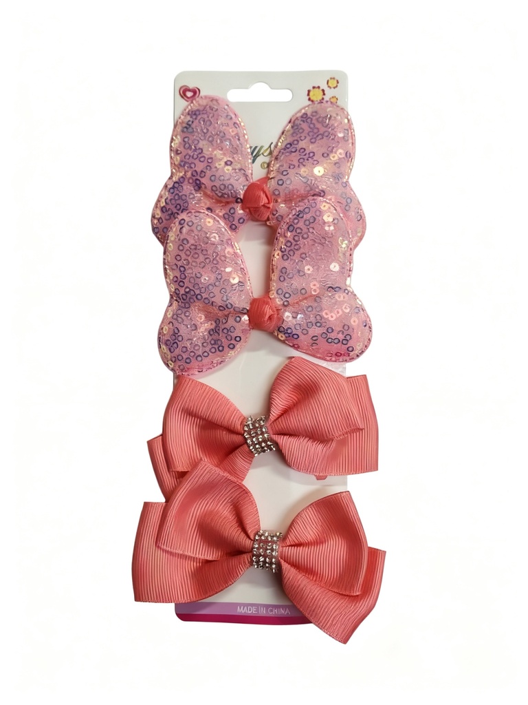 GANCHOS LAZOS SET DE 4 MINNIE LENTEJUELAS